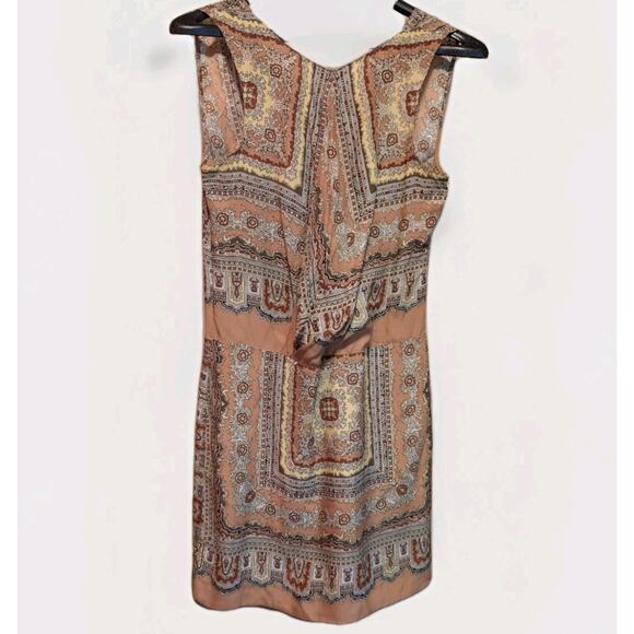 Zara Moraccan 100% Mulberry Silk XS Mini Dress Bohemian Earthcore Retro Y2K - Picture 2 of 8